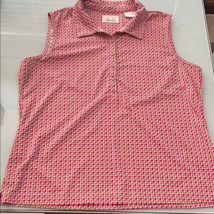 Pink and Green graphic Sleeveless golf tennis sports top E P Pro Tour Tech